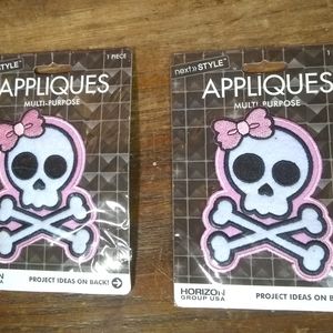 Pair of Cute Skull and Crossbones Applique Patches